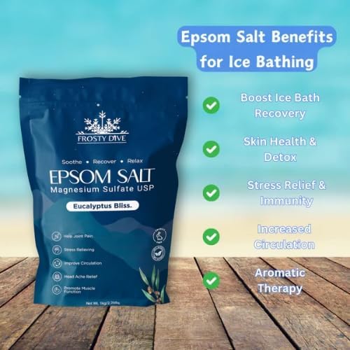 Frosty Dive Epsom Salt - Pure Epsom Salt Soak, Magnesium Sulfate USP, Fine Grain, Fragrance-Free, Soothing Bath Salts for Relaxation, Muscle Recovery, Sleep Support & Skin Care