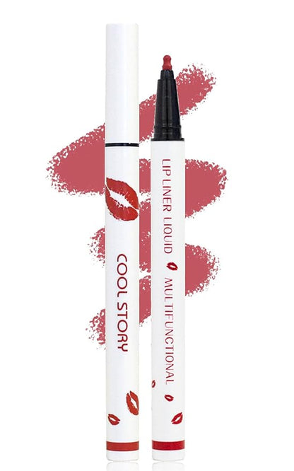 YUANLI Lip Stain Marker Pen, Lip Liner and Lipstick 2 in 1, Long Lasting Waterproof Matte Lip Tint Stain for Women, Hydrating and Waterproof 24 Hour Lip Liner Pencil & Liquid Lipstick - 04