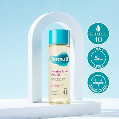 Derma B | Intensive Barrier Multi Body Oil | Moisturizing Non-Sticky Multi-Use Oil After Shower | 10 Botanical Skin Oil for Sensitive Skin | Korean Body Oils for Women & Men | 4.56 fl oz (135ml)