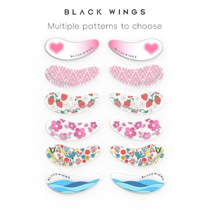 Black Wings 6 Pairs Silicone Eye Patches with Self-Adhesive Design - Cute Bear & Rabbit Inspired Eye Care Patches (cherry blossom 6 pairs)