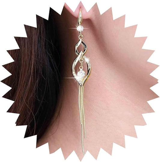Vintage Crystal Dangle Earrings Long Rhinestone