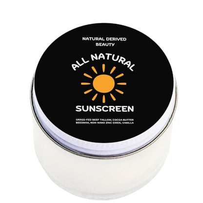 Beef Tallow & Zinc Sunblock | Tallow Sunscreen SPF 35 (2oz) | Reef Safe, Water Resistant | Beef Tallow for Skin, Tallow Face Moisturizer | Organic 100% Grass Fed Tallow, Zinc Oxide