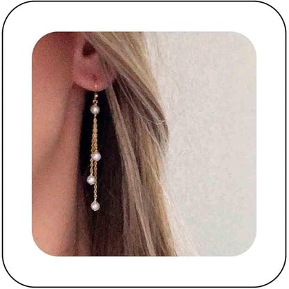 Vintage Pearl Dangle Earrings Gold Pearl