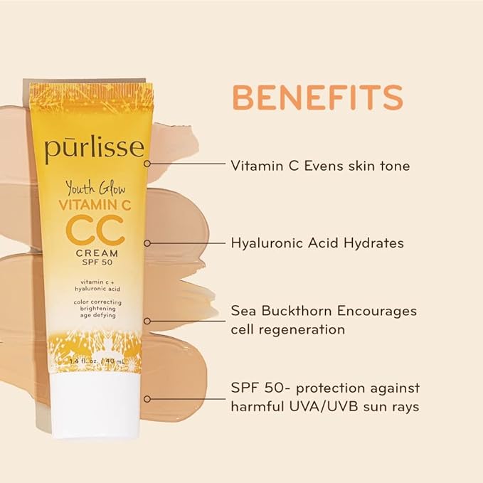 pūrlisse Youth Glow Vitamin C CC Cream SPF Light Medium 1.4oz