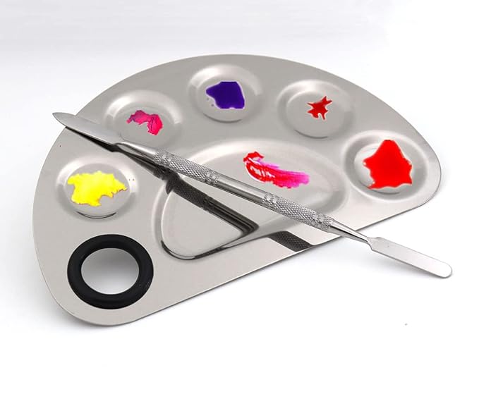 semicircle Makeup Palette Stainless Steel 6-dents Nail-art Cosmetic