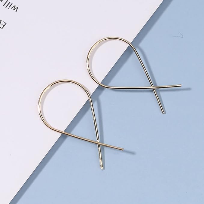 Cross Arc Threader Earrings Gold Wire