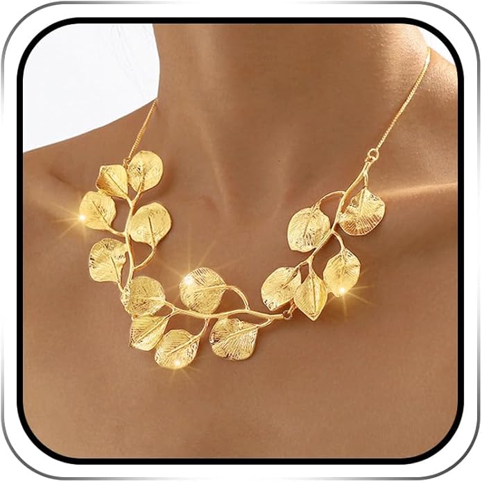 Jovono Boho Necklaces Gold Leaf Pendant