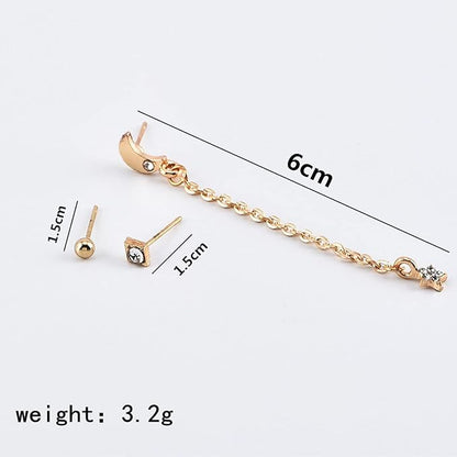Bohemia Moon Star Dangle Earrings Gold