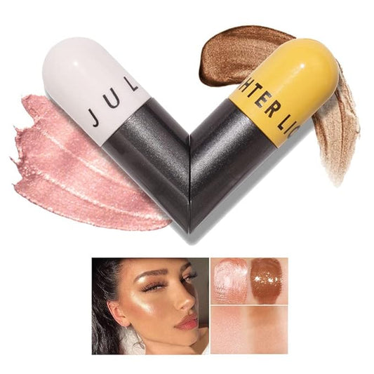 AKARY Liquid Highlighter Makeup for Face Body, Contour Warm Brown)