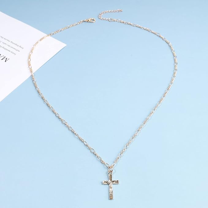 Jesus Cross Necklace Chain Gold Crucifix