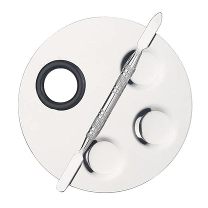 1 Set Round Stainless Steel 3-Well Cosmetic Makeup