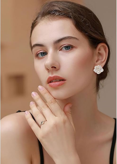 CLASSYZINT Gold/White/Red/Black Flower Stud Earrings