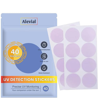 UV Detection Stickers for Sunscreen Reapply Reminder, Suitable for Kids & Adults, 40 Sticker Patches, Sun Cream Detection New