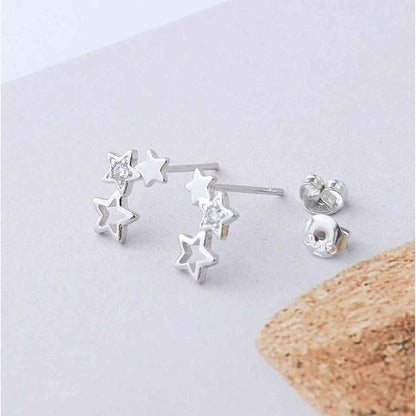 Boho Rhinestone Star Ear Climber Earrings