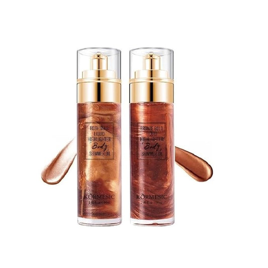 2Pcs Shimmer Body Oil, Lasting Moisturizing Luster 4 & BRONZE)