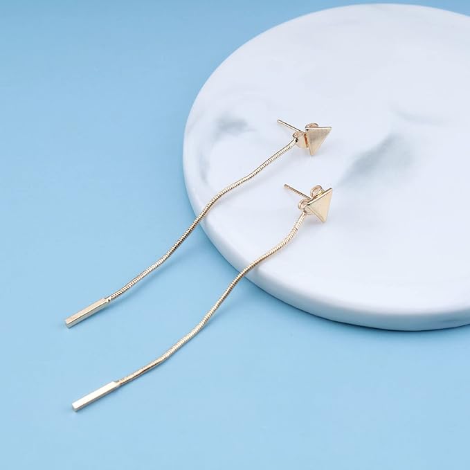 Vintage Bar Drop Earrings Triangle Stud