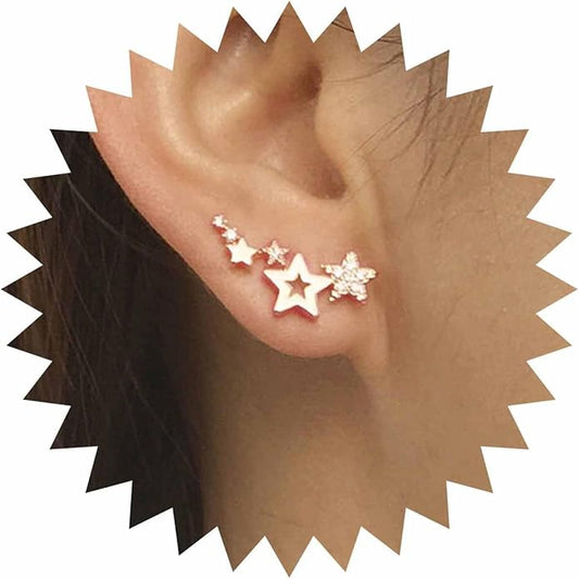 Boho Cz Star Ear Crawler Earrings