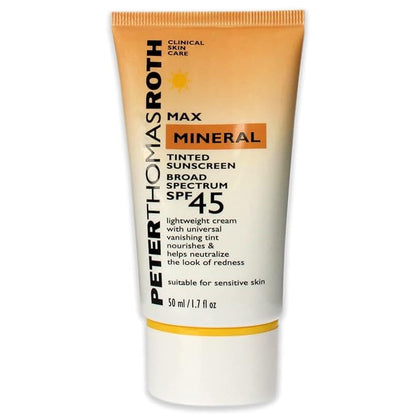 Peter Thomas Roth | Max Mineral Tinted Sunscreen Broad Spectrum SPF 45 | Tinted Moisturizer with SPF, Water-Resistant Mineral Sunscreen For Sensitive Skin, 1.7 Fl Oz. (Pack of 1)