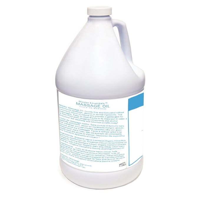 Master Massage Unscented Organic Massage Oil - Water-Soluble, Vitamin-Rich, Skin-Nourishing Formula, Ideal for Professionals and Home Use, 1-Gallon Bottle, Pack of 1