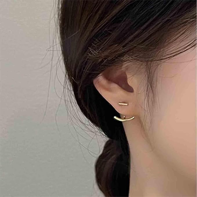 Boho Bar Ear Jacket Earrings Gold Stick Studs