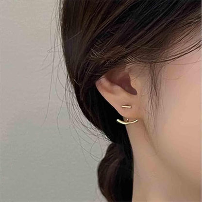Boho Bar Ear Jacket Earrings Gold Stick Studs