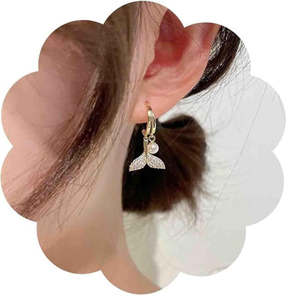Boho Crystal Pearl Dangle Earrings Cz