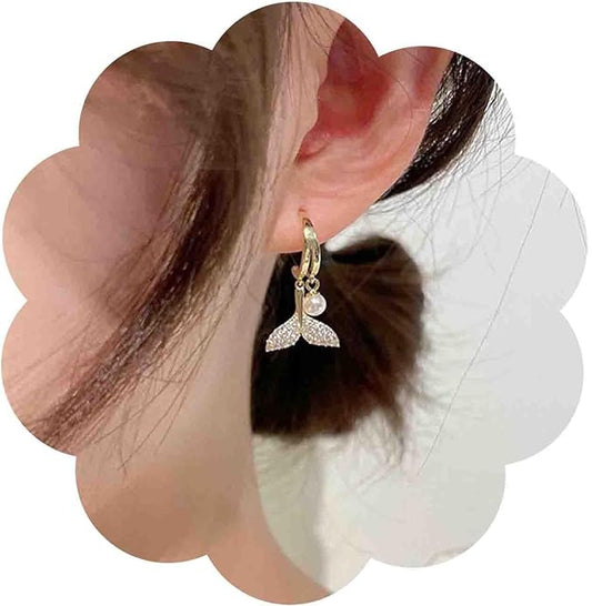 Boho Crystal Pearl Dangle Earrings Cz