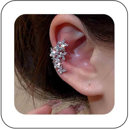 Vintage Crystal Pearl Ear Cuff Earrings