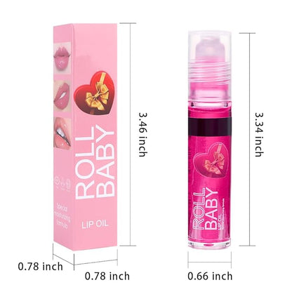 BINGBRUSH Roller Lip Glaze Mirror Lip Gloss, Plumping Magic Mood Lipstick Lip Glaze, High-Shine Clear Lip Stain Lip Balm Lip Care, Longlasting Moisturizing Lip Glow Oil (5Pcs 01#-05#)