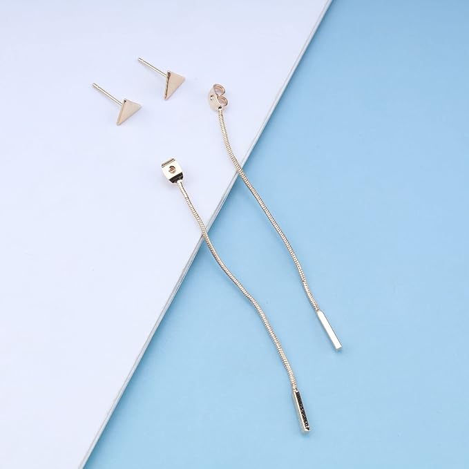 Vintage Bar Drop Earrings Triangle Stud