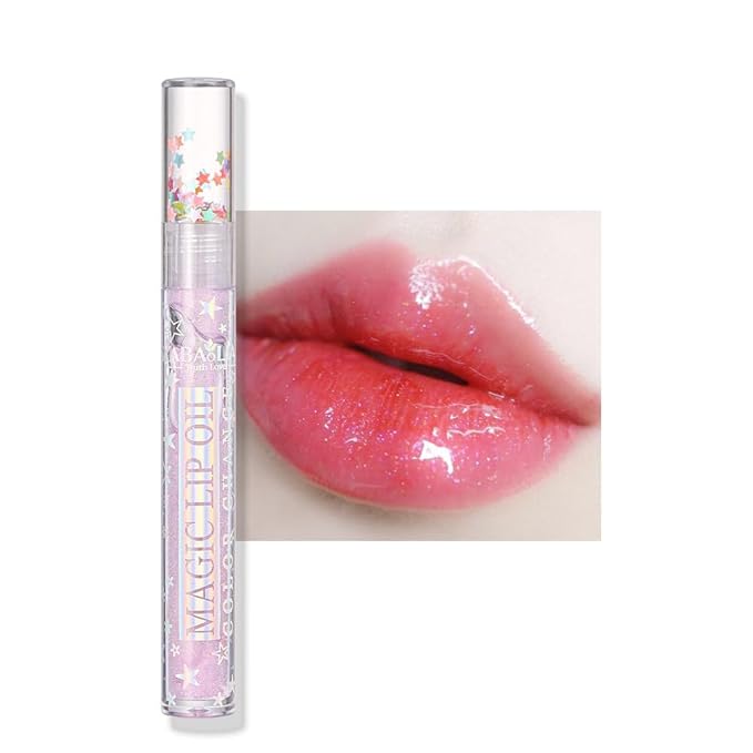 Mirror Water Lip Gloss Moisturizing Waterproof Lip Tint Smooth Long-Lasting Wear Non-Stick Cup Not Fade Beauty Lip Oil Lip Glaze Liquid Shine Glossy for Nourished, Fuller-Looking (05# Purple)