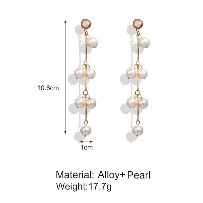 Boho Pearl Tassel Earrings Gold Drop