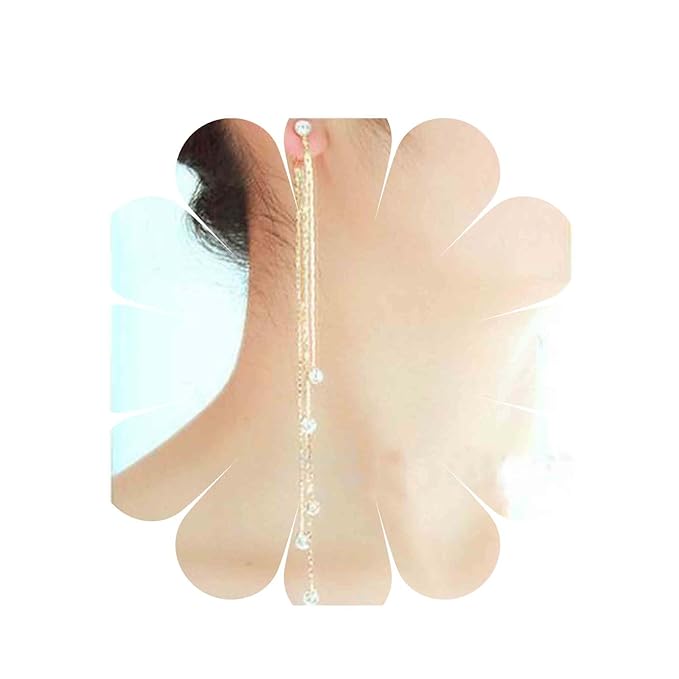 Boho Cz Tassel Chain Earrings Gold