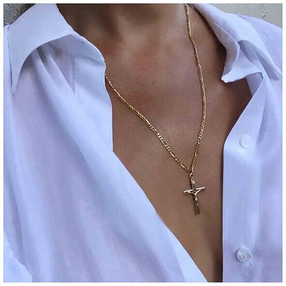 Jesus Cross Necklace Chain Gold Crucifix