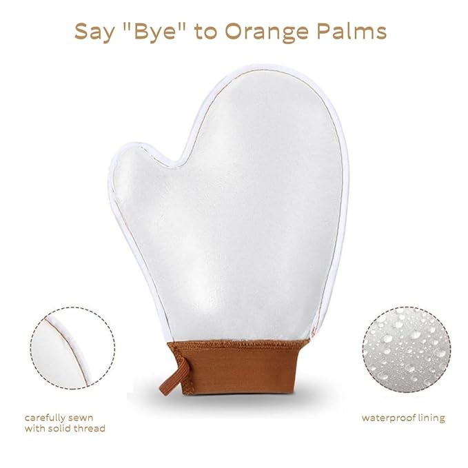 Self Tanning Mitt Applicator Elastic Wrist Self Tanner Glove with Thumb Application of Self Tanning Mousse or Body Lotion (Tan Mitt-Elastic)