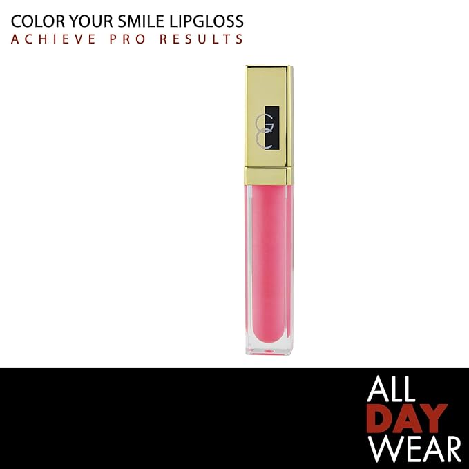 Gerard Cosmetics Color Your Smile Lip Gloss Fiji | Super Pigmented Bright Pink Lip Gloss with LED Light and Mirror | Shiny Finish | Hydrating Liquid Lip Color | Cruelty Free and Made in USA