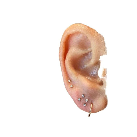 Boho Circle Hoop Earrings Gold Cz