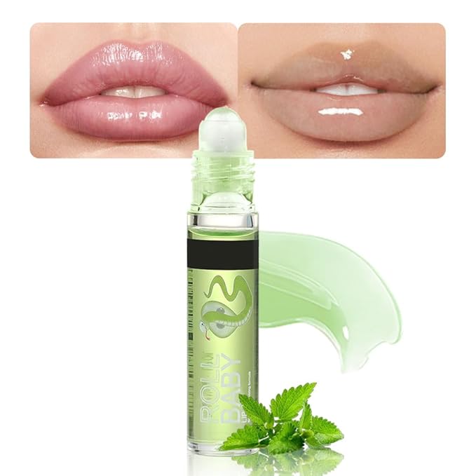 BINGBRUSH Roller Lip Glaze Mirror Lip Gloss, Plumping Magic Mood Lipstick Lip Glaze, High-Shine Clear Lip Stain Lip Balm Lip Care, Longlasting Moisturizing Lip Glow Oil (1Pc 04# Mint)