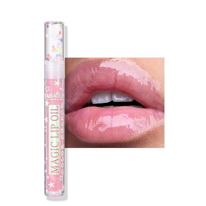 Mirror Water Lip Gloss Moisturizing Waterproof Lip Tint Smooth Long-Lasting Wear Non-Stick Cup Not Fade Beauty Lip Oil Lip Glaze Liquid Shine Glossy for Nourished, Fuller-Looking (06# Pink)