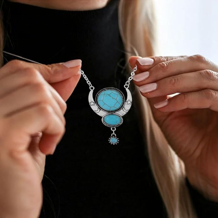 Y2K Necklace Puffy Turquoise Beaded Necklaces