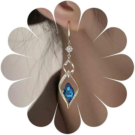 Vintage Sapphire Drop Earrings Blue Crystal