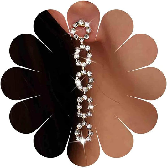 Vintage Crystal Square Drop Earrings Long