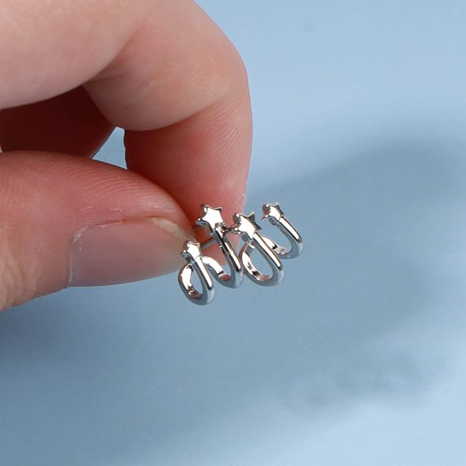 Star Spiral Hoop Earrings Silver Star