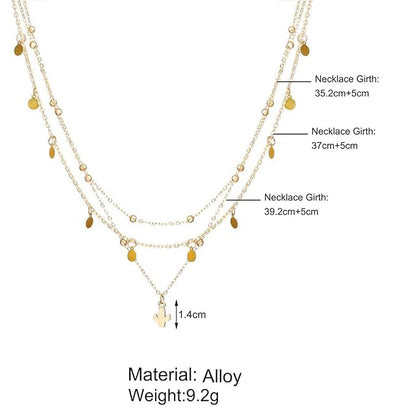 Boho Layered Disc Coin Necklace Choker Gold Cactus