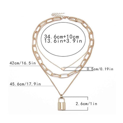 Punk Layered Heart Choker Necklace Gold