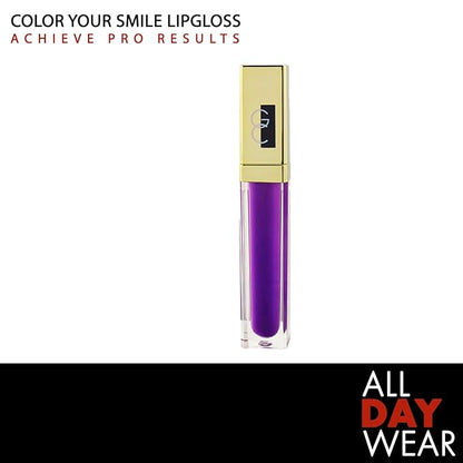 Gerard Cosmetics Color Your Smile Lip Gloss Eggplant | Super Pigmented Bright Purple Lip Gloss with LED Light and Mirror | Shiny Finish | Hydrating Purple Lipstick