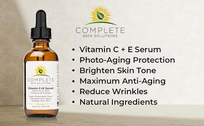 Natural Best Vitamin CE Serum - 2 oz With Ferulic,Hyaluronic Acid, Vitamin C 15% - Made In USA