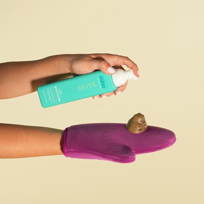 Minetan Olive Self Tan Foam | Color Base Collection - Dark Olive Bronze Finish, 1 Hour Express, Face & Body Fake Tanner, Complements All Skintones, Vegan & Paraben Free, 6.7 Fl Oz