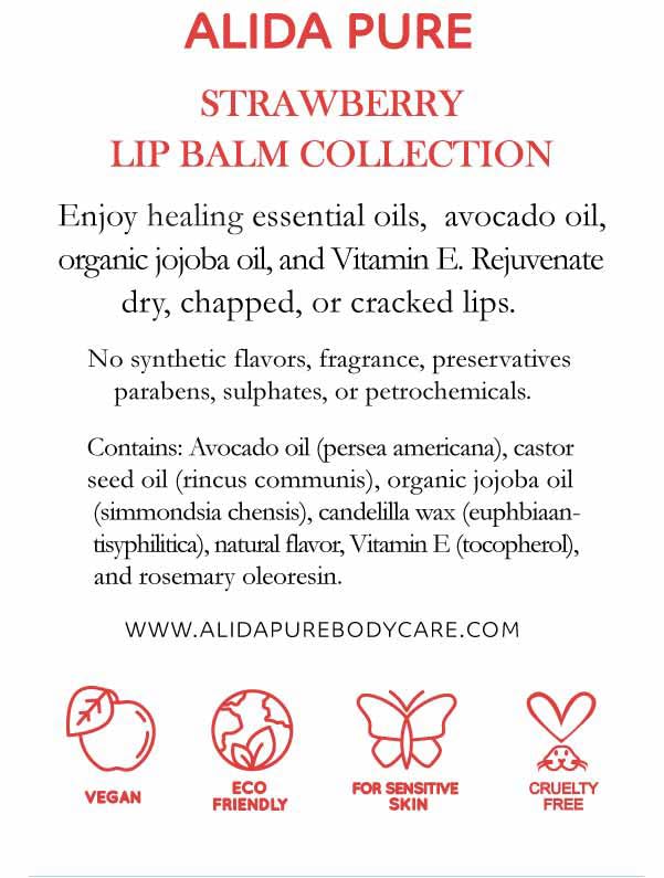 Strawberry Lip Balm Collection, Vegan Lip Lips,