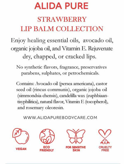 Strawberry Lip Balm Collection, Vegan Lip Lips,